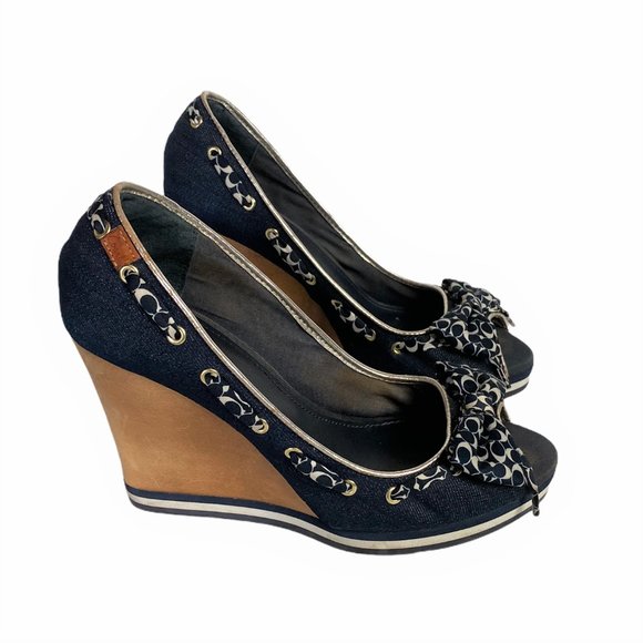 Coach Thalia Peep Toe Cork Wedge - Picture 4 of 8